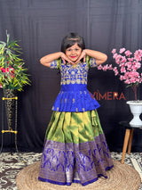 Pongal Special Embroidery work Silk Fabric Lahenga With Top