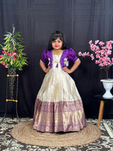 Admirable Pure Banarasi Silk Gown With HandWorked Koti