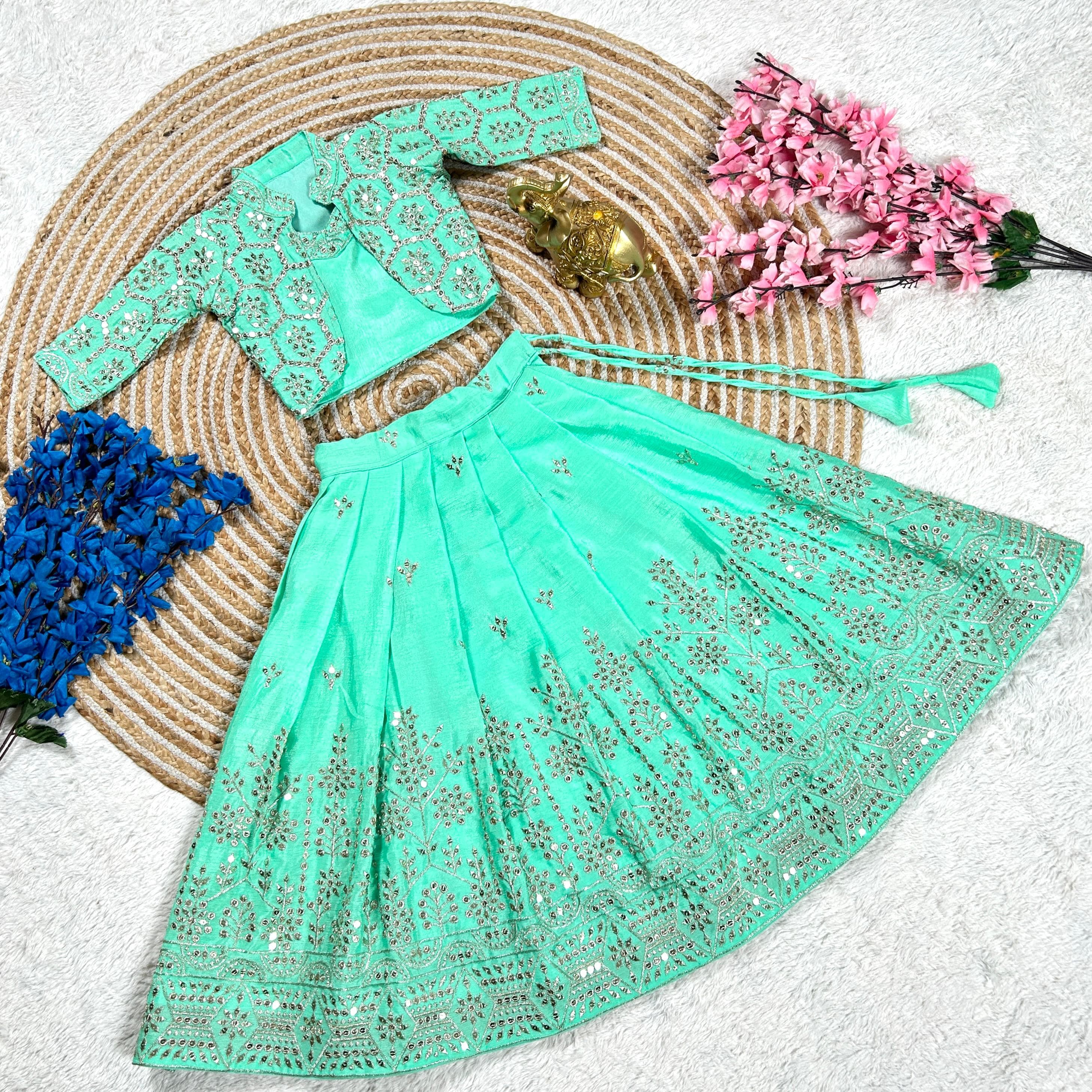 Pearlesecnt Soft Chinon Fabric Lehengha With Koti