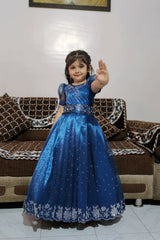 Rare Jimmy-Silk Shining Fabric With Swarovski Work Gown for Kids