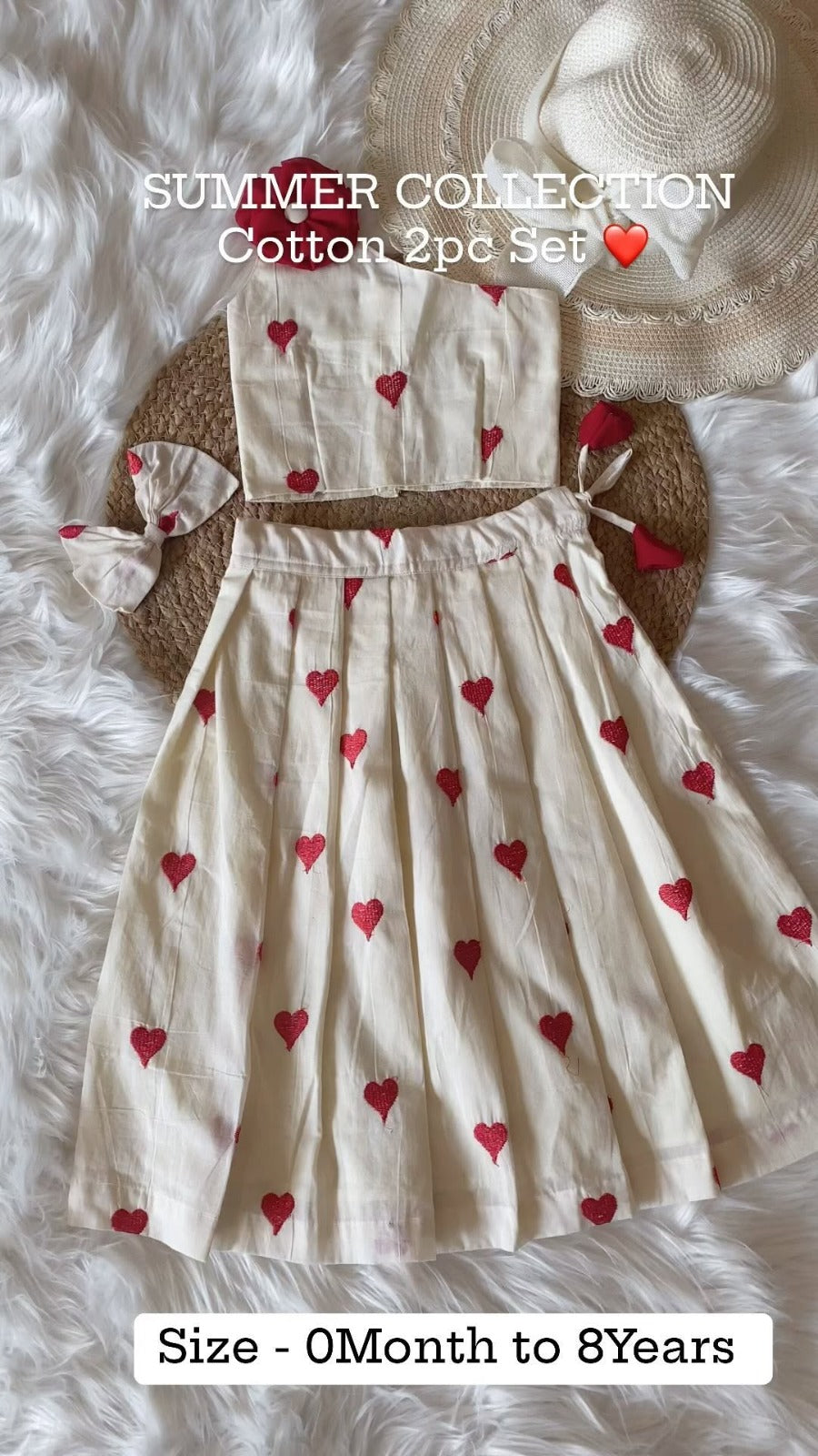 Flamingo Heart Embroidery Work on Khadi Cotton Fabric with Fancy Top For Kids