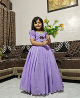 Exquisite Swarovski Work Pure Silk Gown in 4 Beautiful colors For Kids