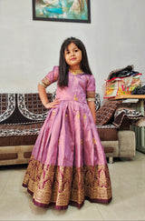 Magestic Pure Soft Silk With Embroidery Butterfly and Bird Work Gown For Kid's