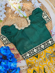 Exquisite Soft Jalpari Satin Cotton Lahenga With Top For Kids