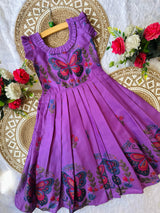 Pure Cotton Silk Heavy 3D Digital Work Frock For Kids
