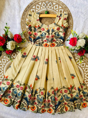 Vimera Pure Cotton Silk Heavy 3D Digital Work Frock For Kids