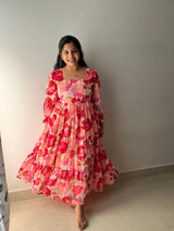 Opulent Fox Georgette Fabric Maxi Gown