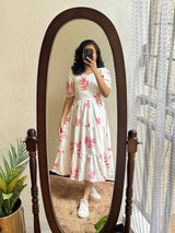 Elegant Unique colours Flower Patterns Frock