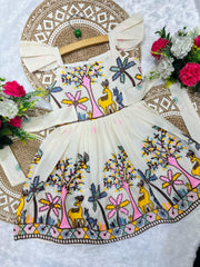 Premium Embroidery work  Khadi cotton Kids Frock