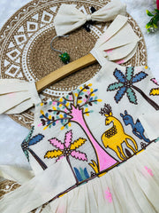 Premium Embroidery work  Khadi cotton Kids Frock