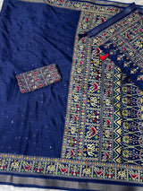 Effortless Elegance Eeets Vibrant Vharm with This Designer Ajrakh Printed Beauty