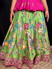 Glamorous Heavy Chinon Silk Lehengha With Top
