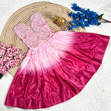 New Designer Butterfly Embroidery Work Silk Dual Shaded Gown For Kids