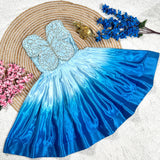 New Designer Butterfly Embroidery Work Silk Dual Shaded Gown For Kids