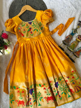 Blossom Pure Silk Paithani Border Kids Gown
