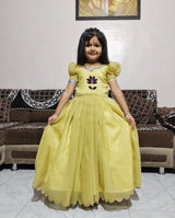 Exquisite Swarovski Work Pure Silk Gown in 4 Beautiful colors For Kids