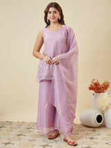 Elegant Embroidered Kurta Palazzo Set with Dupatta