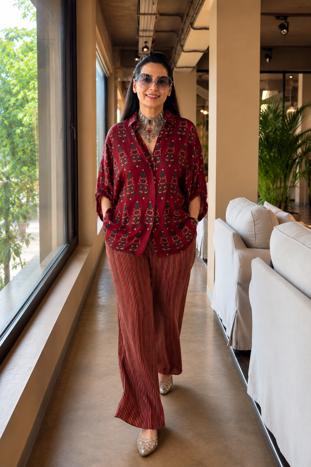 Taana Ajrakh Print Kaftan shirt cord-set
