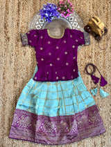 Meera Desirable Pure Mysore Silk Kids Lagenga-Top