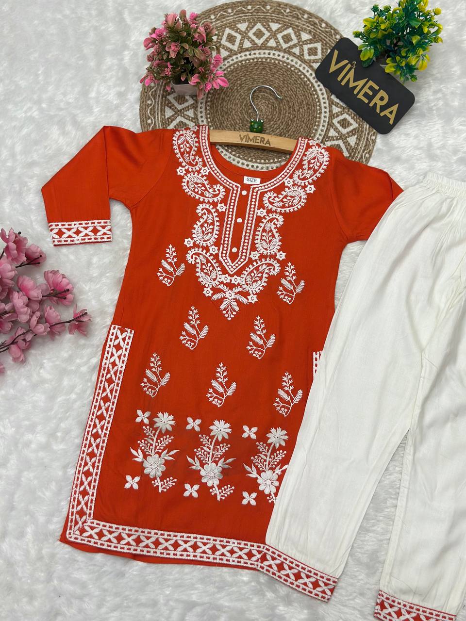 Chikankari Work Kids Kurta pant