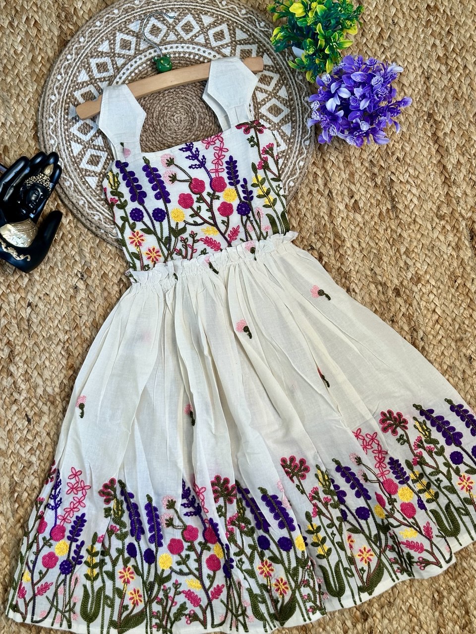 Comfy Cotton Embroidery Floral Work Kids Frock
