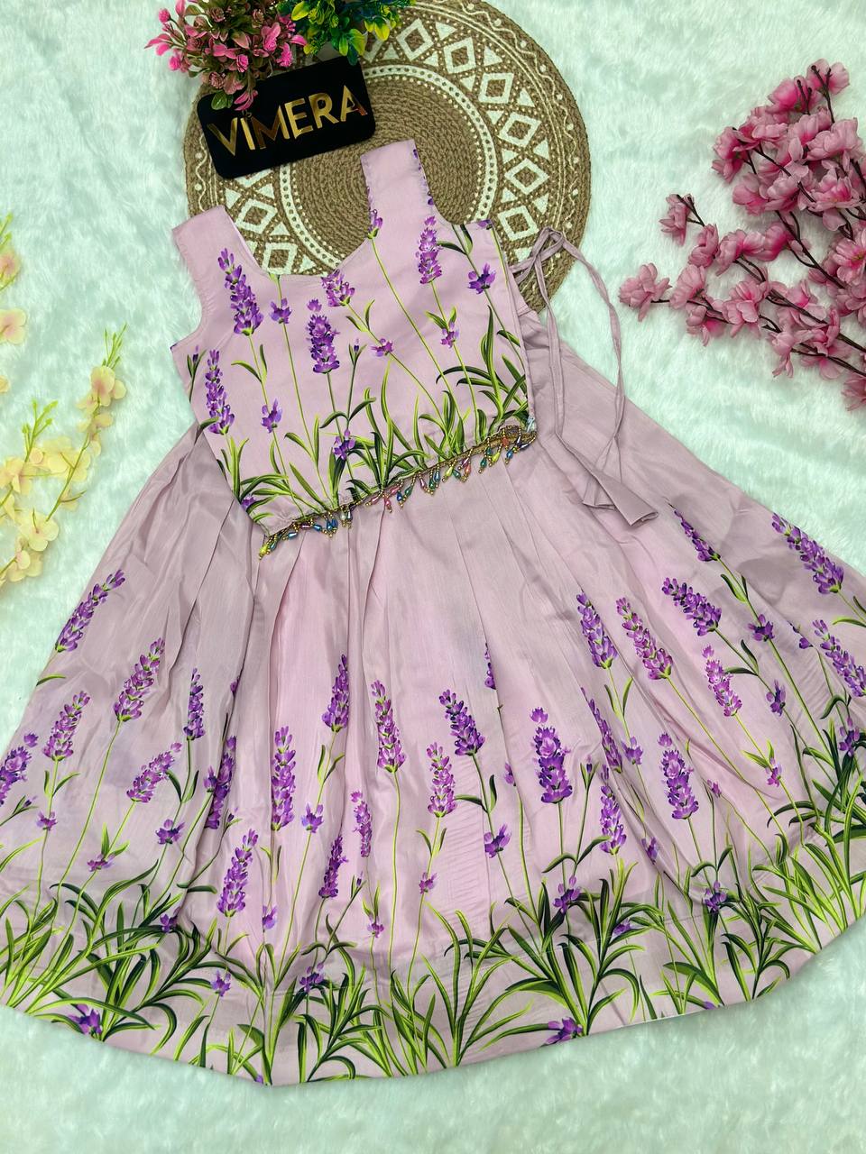 Falak Muslin Silk Floral Printed Kids Lahenga-top