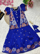 Atira Pure Soft Silk Flower Weaving Kids Lahenga-top