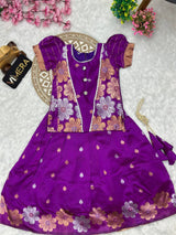 Atira Pure Soft Silk Flower Weaving Kids Lahenga-top