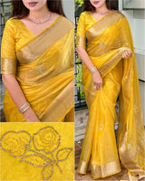 Gulabo Vibrant Charm With This Designer Nc Satin Pearl Work Saree With Blouse