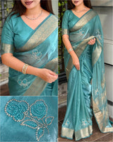 Gulabo Vibrant Charm With This Designer Nc Satin Pearl Work Saree With Blouse