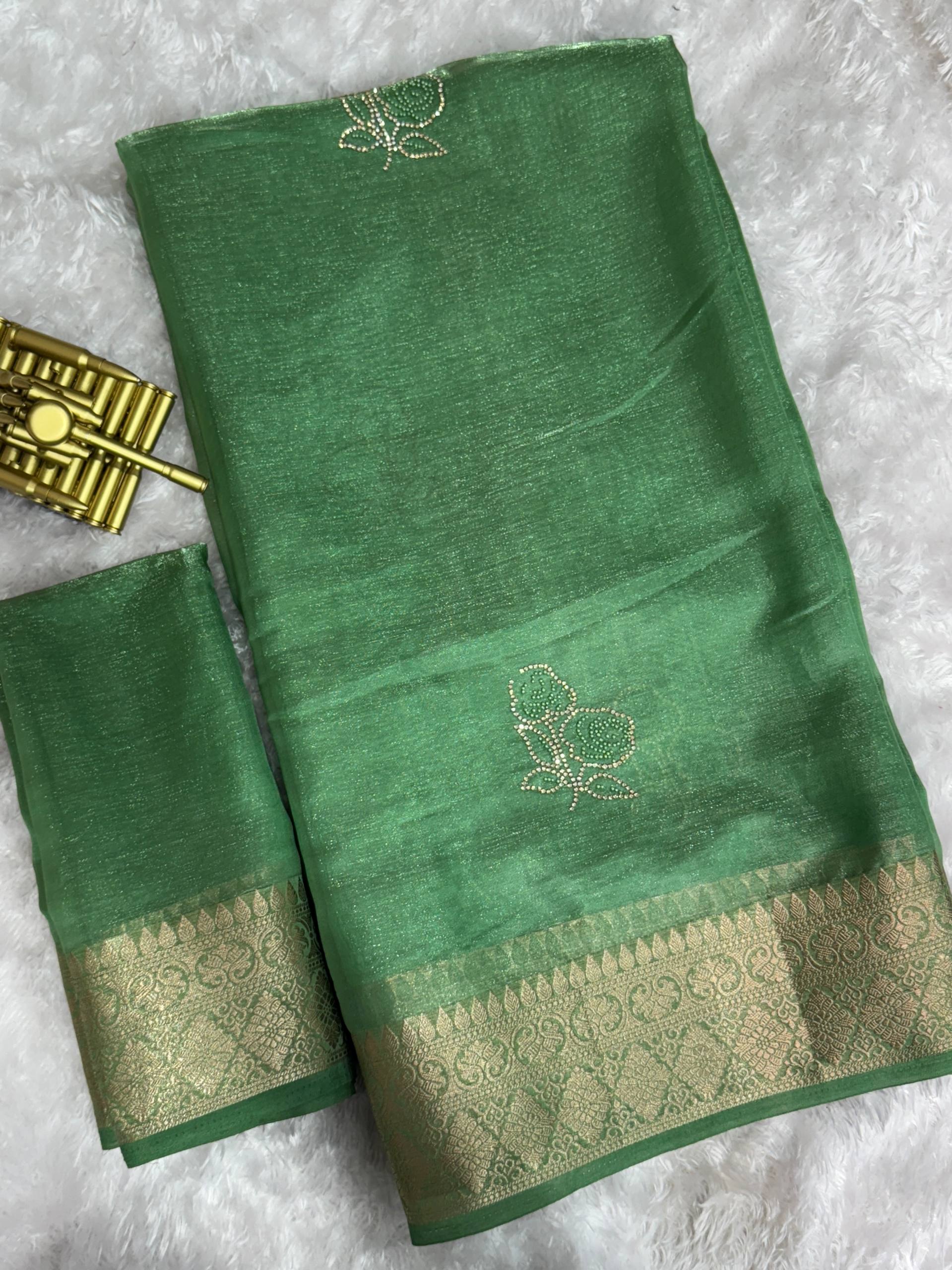 Gulabo Vibrant Charm With This Designer Nc Satin Pearl Work Saree With Blouse