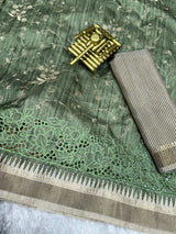 Statement Tusser cotton Embroidery work Saree With Blouse