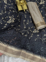 Statement Tusser cotton Embroidery work Saree With Blouse