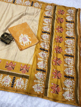 Traditional Tusser Cotton Silk Saree With Blouse