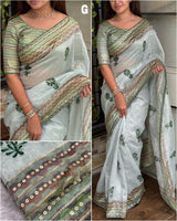 Glimpse Tani Shani Silk  Embroidered Saree With Blouse