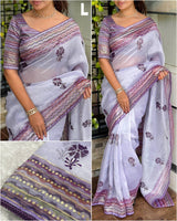 Glimpse Tani Shani Silk  Embroidered Saree With Blouse