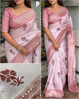 Glimpse Tani Shani Silk  Embroidered Saree With Blouse