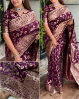 Elegant,Banarasi Silk Saree With Blouse