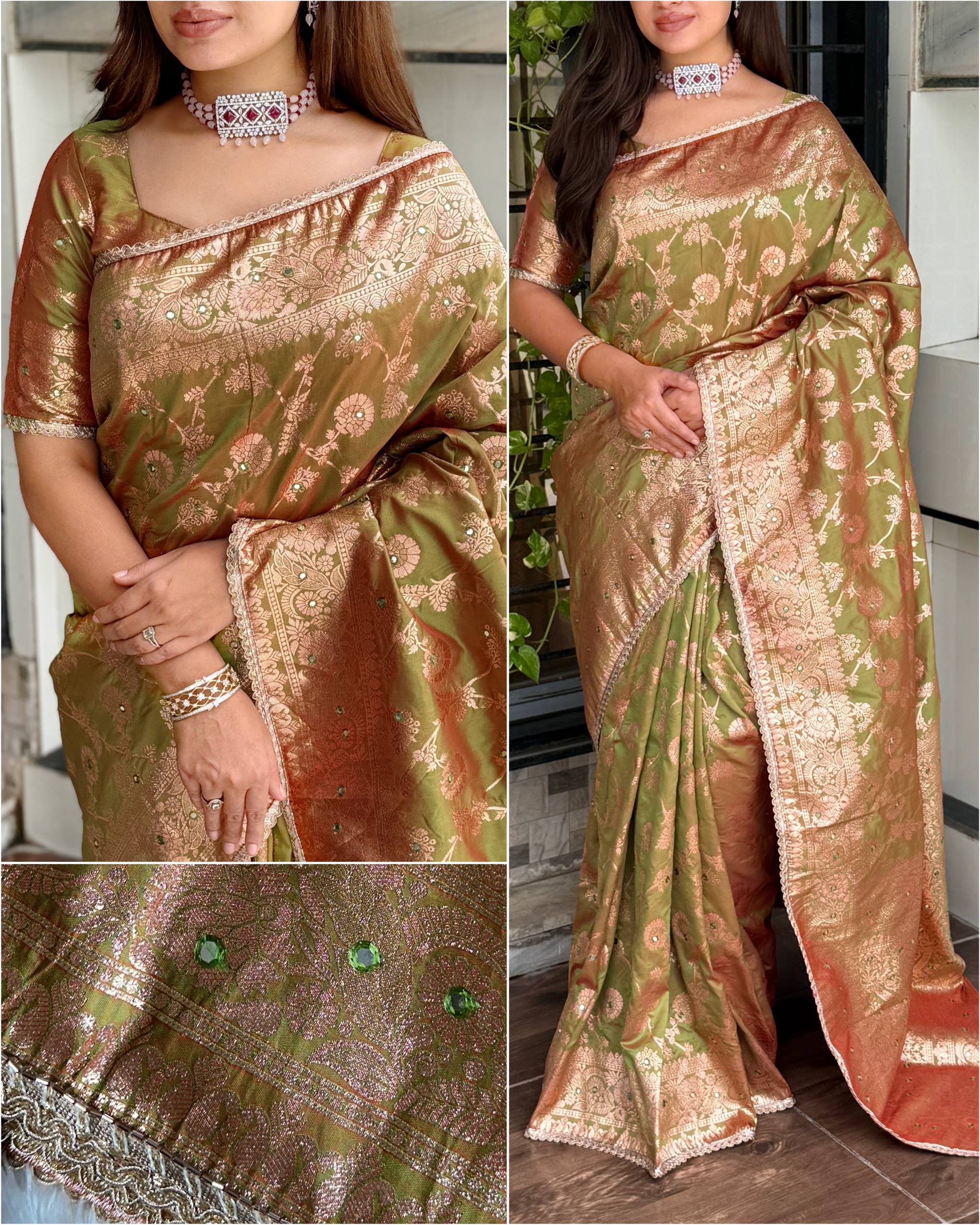 Elegant,Banarasi Silk Saree With Blouse