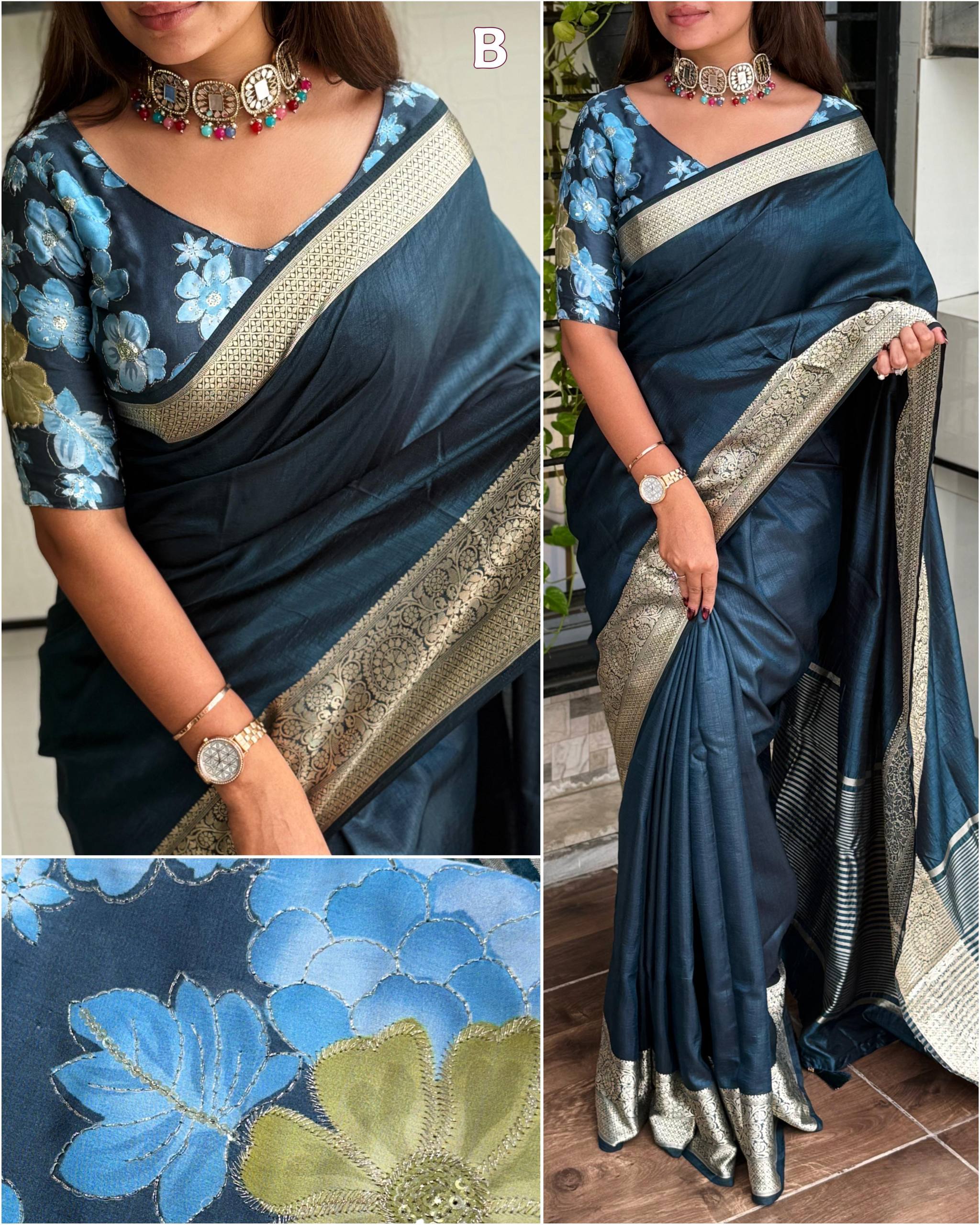 Effortless Cotton Silk Printed Saree With Blouse